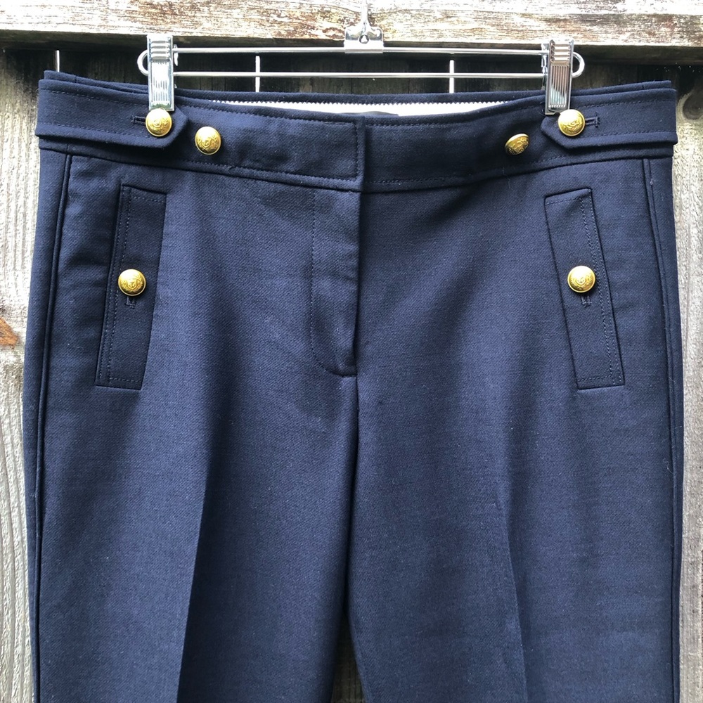J. Crew Sailor Pants Size 10 Navy Wool Gold Buttons Cropped Kate Middleton F4448 - Picture 4 of 15